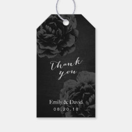 Etiqueta de favor de boda | Vintage Elegant Black