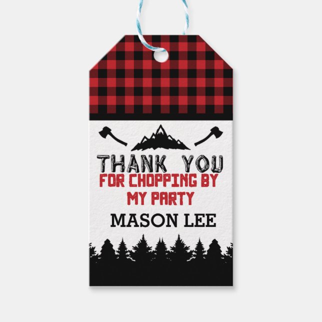 Etiqueta de Favor de Búfalo Plaid Lumberjack (Anverso)