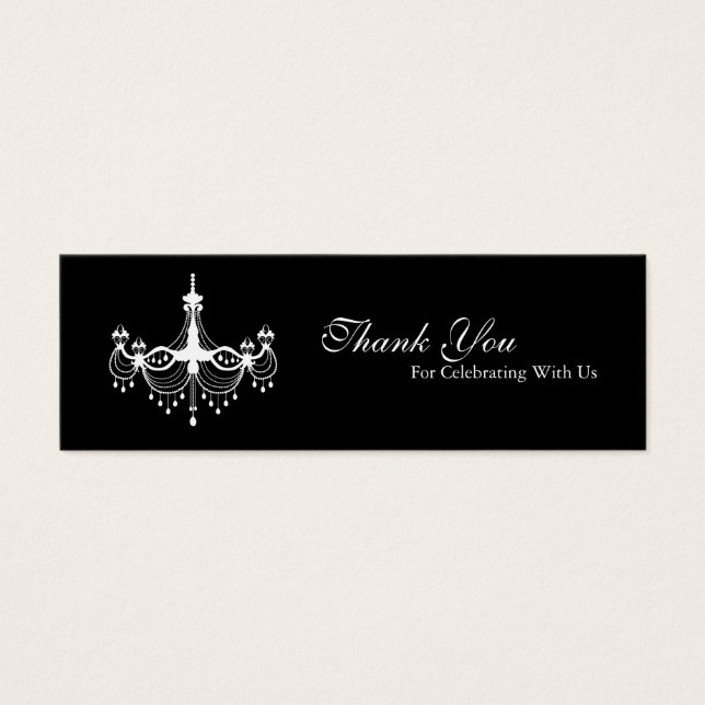 Etiqueta de favor de candelabro blanco y negro (Frente)