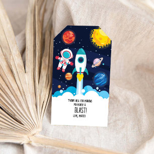 Etiqueta de favor de cumpleaños de astronauta