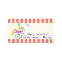Etiqueta de favor de cumpleaños de Carousel Pony