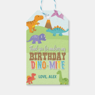 Etiqueta de favor de cumpleaños de dinosaurio