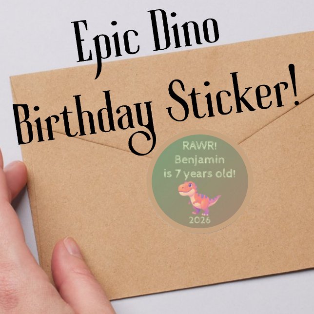 Etiqueta de Favor de Cumpleaños de Dinosaurio T-Re (RAWR!!! You want hold the most awesome dinosaur birthday party ever? Look no further than this set!)