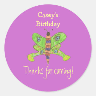 Etiqueta de favor de cumpleaños de mariposa