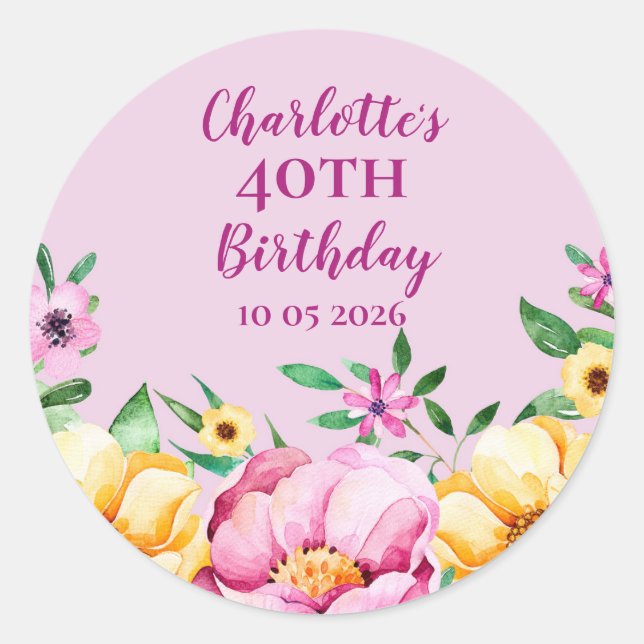 Etiqueta de favor de cumpleaños de Personalizado d (Anverso)