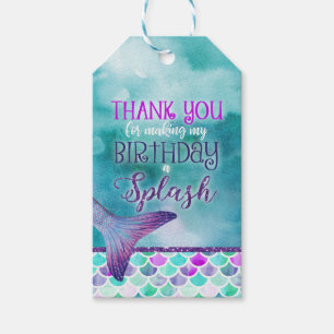 Etiqueta de favor de cumpleaños de Sirena