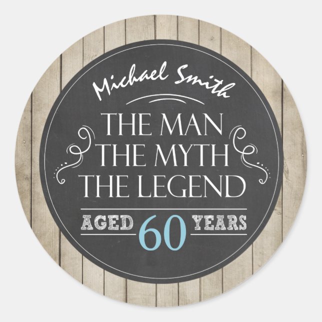 Etiqueta de favor de cumpleaños masculino Hombre l (Anverso)