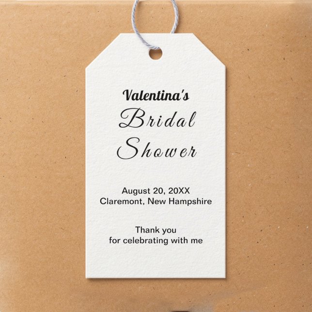 Etiqueta de Favor de Despedida de Soltera Minimali (Minimalist black and white bridal shower favor tag)