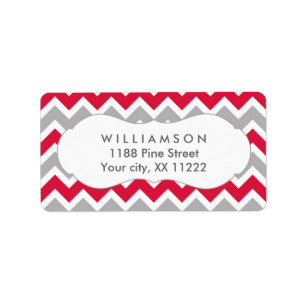 etiqueta de favor de ducha de chevron gris rojo cr