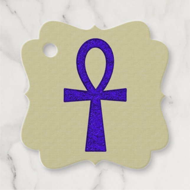 Etiqueta De Favor De Fancy De Ankh Azul (Anverso)