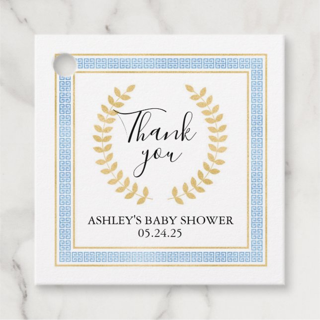 Etiqueta de Favor de Fiesta con Toga Griega (Anverso)