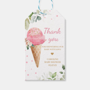 Etiqueta de Favor de Fiesta de Bebé de Helado Rosa