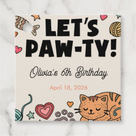 Etiqueta de favor de fiesta de cumpleaños de gatit