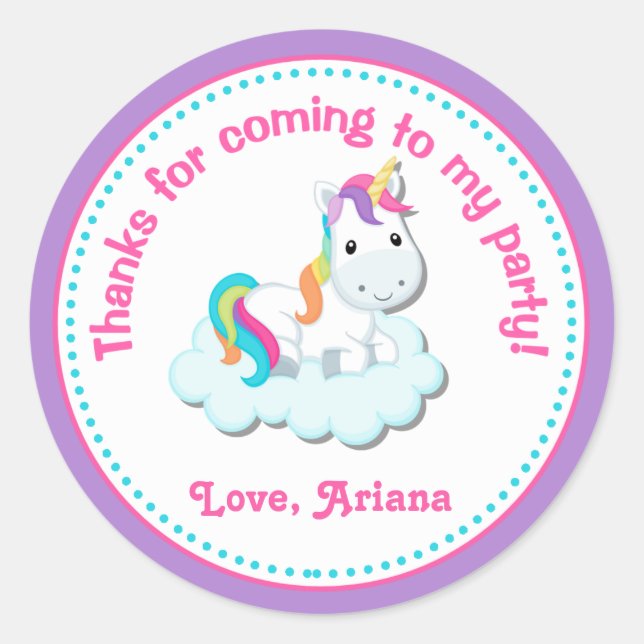 Etiqueta de favor de fiesta de cumpleaños de unico (Anverso)