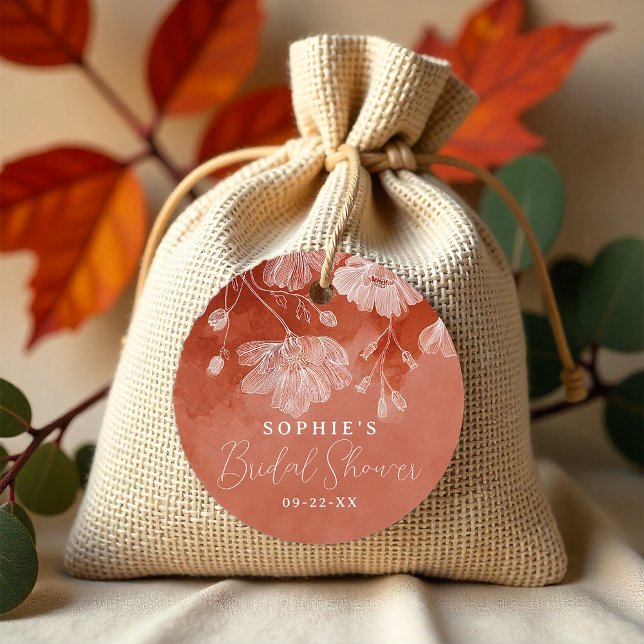 Etiqueta de Favor de Fiesta de Despedida de Solter (Fall Bridal Shower Favor Tag)