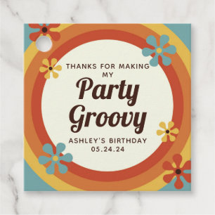 Etiqueta de Favor de Fiesta Hippie 60s Groovy