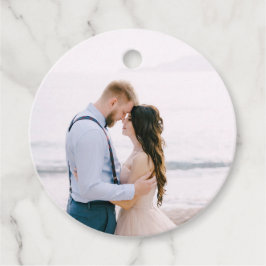 Etiqueta de Favor de Foto de Boda Corazón Simple M