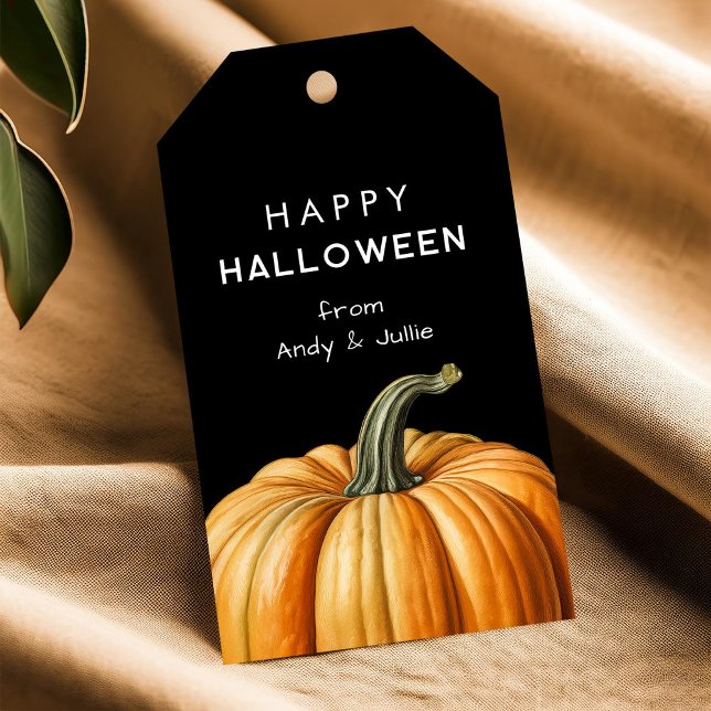 Etiqueta de favor de Halloween feliz con calabaza  (Subido por el creador)