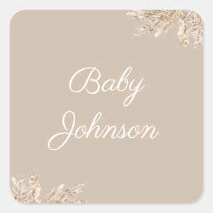 Etiqueta de Favor de Hierba de Pampas Boho Beige