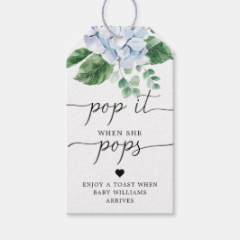 Etiqueta de Favor de Hydrangea Azul ¡Pop! Cuando E
