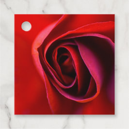 Etiqueta de Favor de Impresión de Rosa Rojo Brilla