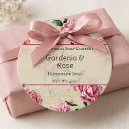 Etiqueta de Favor de Jabón de Gardenias Rosadas Co
