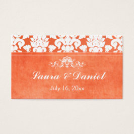 Etiqueta de favor de la boda de Damasco blanco y n