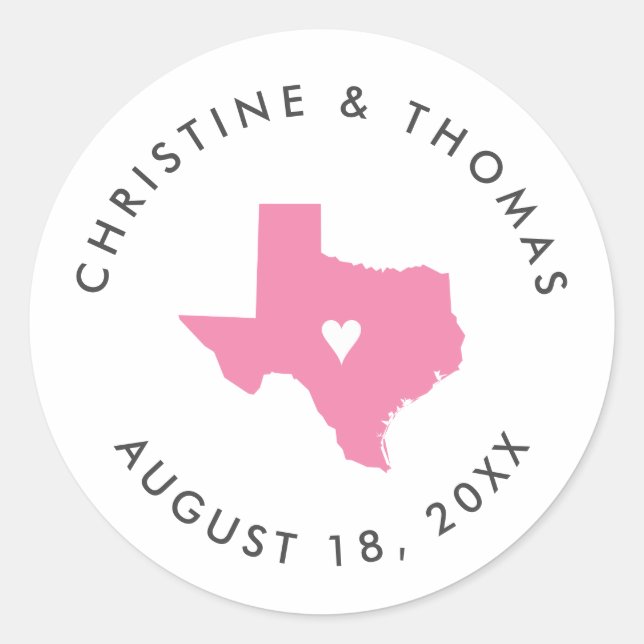 Etiqueta de favor de matrimonio monograma de Texas (Anverso)
