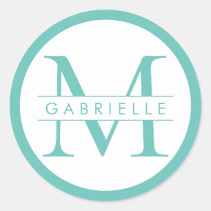 Etiqueta de favor de monograma de borde redondo -