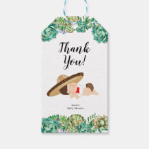 Etiqueta de favor de niño de cactus mexicano