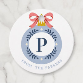 Etiqueta de Favor de Ornamento de Navidad de Monog