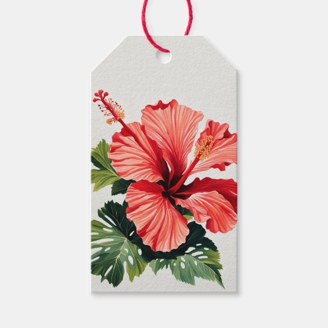 Etiqueta de favor de regalo de Hibiscus (Anverso)