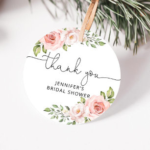 Etiqueta de favor de shower nupcial de rosas rubor