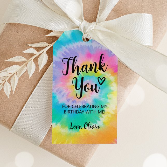 Etiqueta De Favor De Tejido, Cumpleaños De Tejido  (Tie Dye Favor Tag)