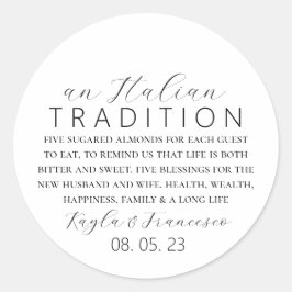 Etiqueta de favor de tradición de boda de almendra
