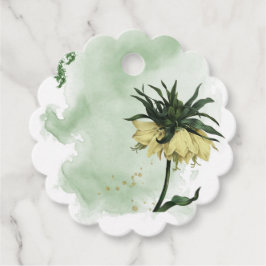 etiqueta de favor de verde de flores amarillas