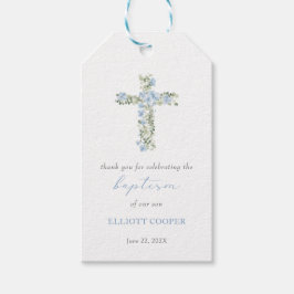 Etiqueta de favor del bautismo de la cruz floral a