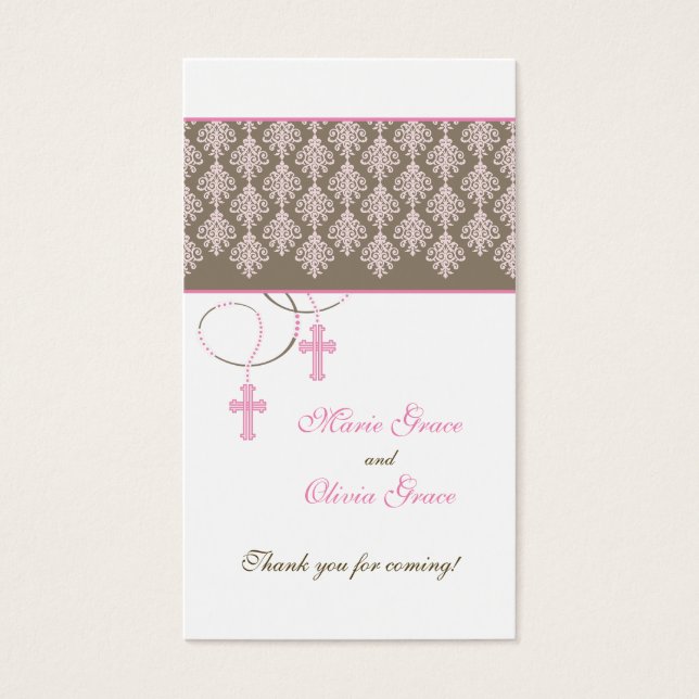 Etiqueta de favor del bautismo - Gemelos (Frente)