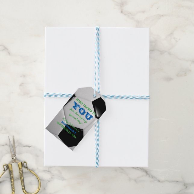 Etiqueta de favor del fútbol gracias a ti (Con cuerda)