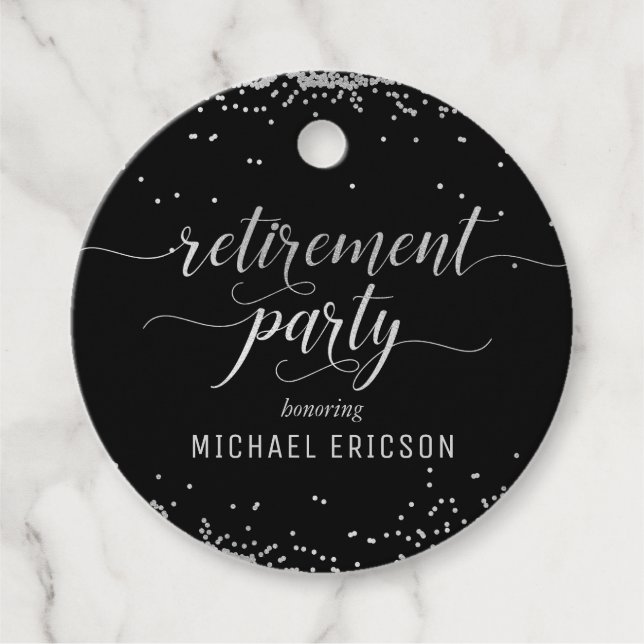 Etiqueta de favor del partido de retiro elegante p (Anverso)