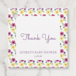 Etiqueta de favor floral brillante