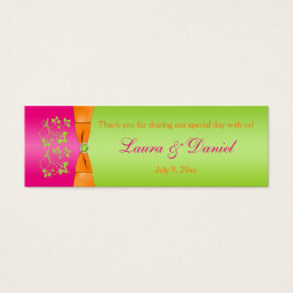 Etiqueta de favor floral rosa, Naranja y verde lim