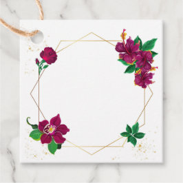 etiqueta de favor geométrico de flores de hibisco