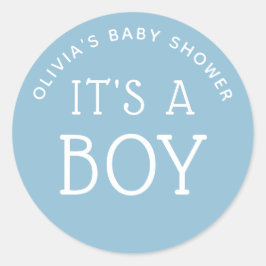 Etiqueta de Favor Minimalista Azul. Es un Niño Bab