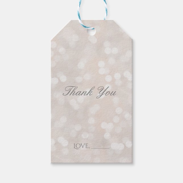 Etiqueta de Favor Personalizada de Bokeh Blanco Gl (Anverso)