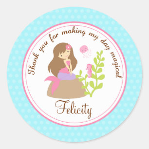 Etiqueta de favor personalizada de Mermaid 2pulgad
