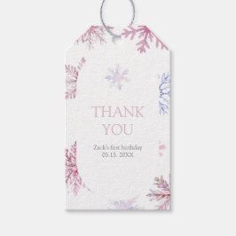 Etiqueta de Favor Rectangular Copo de Nieve Rosa