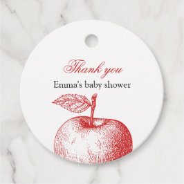 Etiqueta de favor redonda de Apple roja