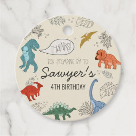 Etiqueta de Favor Redonda de Cumpleaños de Dinosau