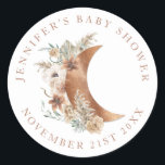 Etiqueta de Favor Redondo Boho Terracotta Baby Sho<br><div class="desc">Etiqueta De Favor De La Ronda De Baby Shower Neutral De Género Floral De Boho Terracotta. Artículos coincidentes en nuestra tienda Diseños de Fiestas de cava.</div>